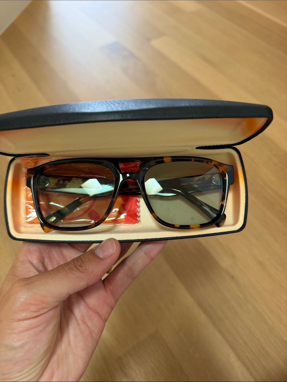 RAEN Tortoise Shell Sunglasses with Green Lenses